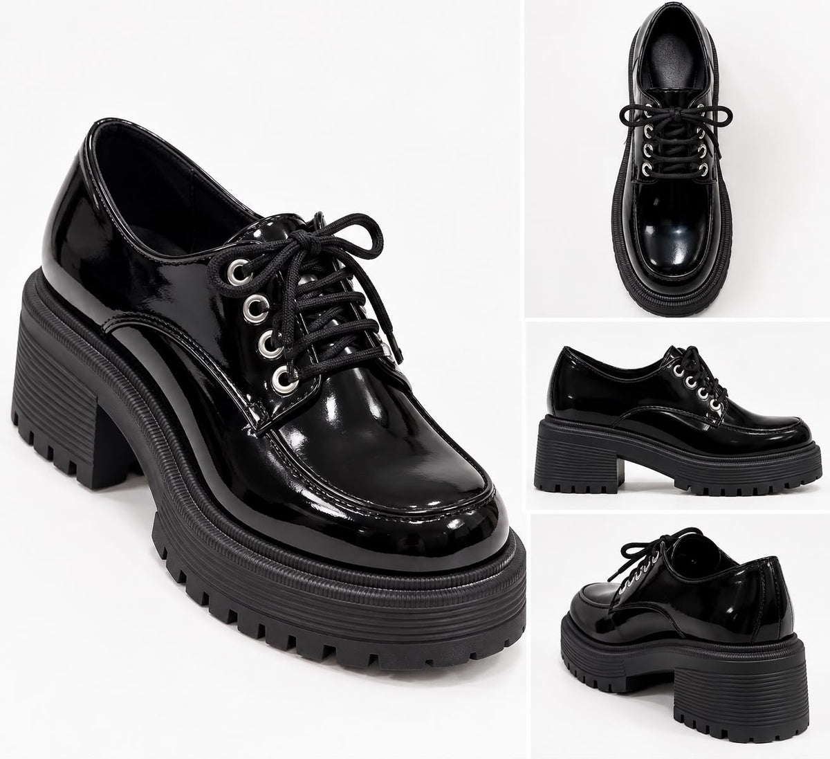 Platform Lace-Up Derby Loafer Heels