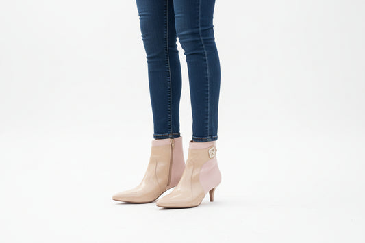 Mira Beige Muse Ankle Boot – Elegant Women’s Leather Boot | QMR Fashion