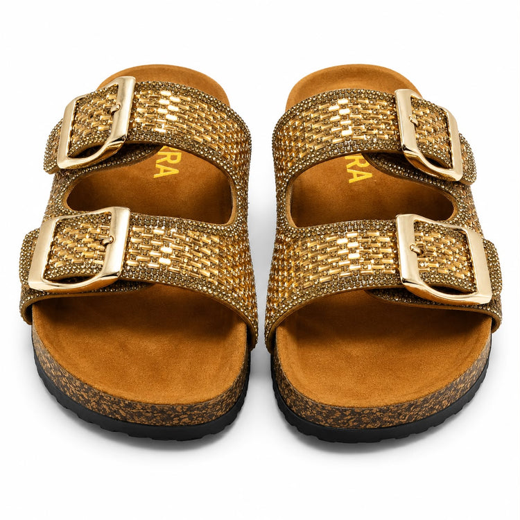 Golden Buckle Comfort Slides