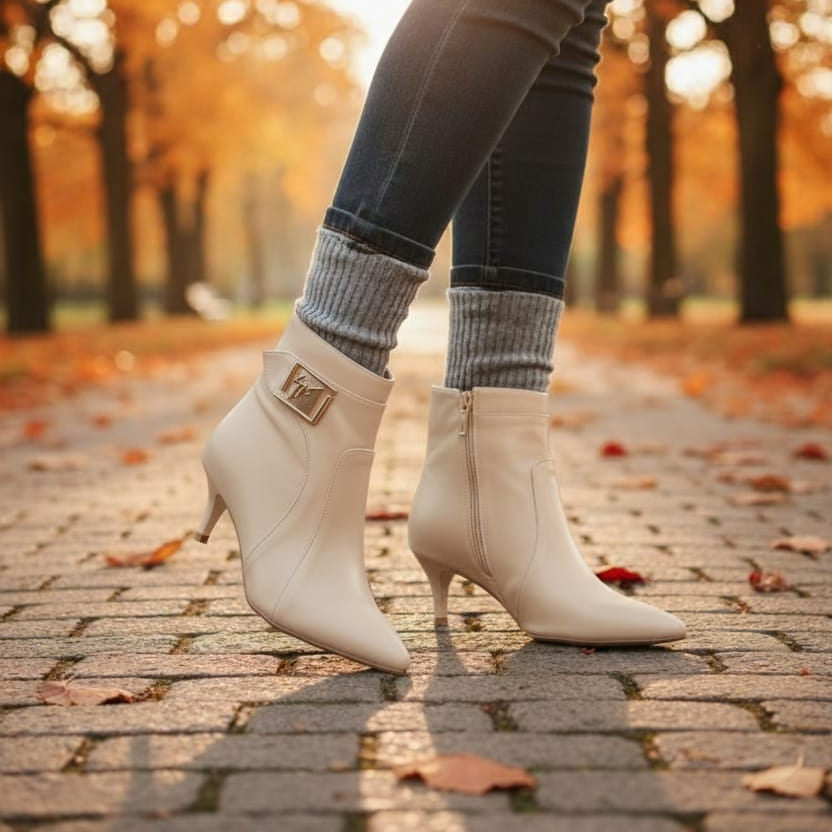 حذاء ميرا المخملي ذو الرقبة القصيرة من الجلد - حذاء نسائي أنيق | أزياء كيو إم آر