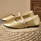 Golden Cinderella Slip-On Shoes – Square Toe Women’s Flats | QMR Fashion