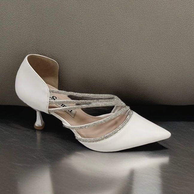 أحذية كوينز هيل النسائية بكعب ساتان - 7 سم، أحذية زفاف وخطوبة | أزياء كيو إم آر