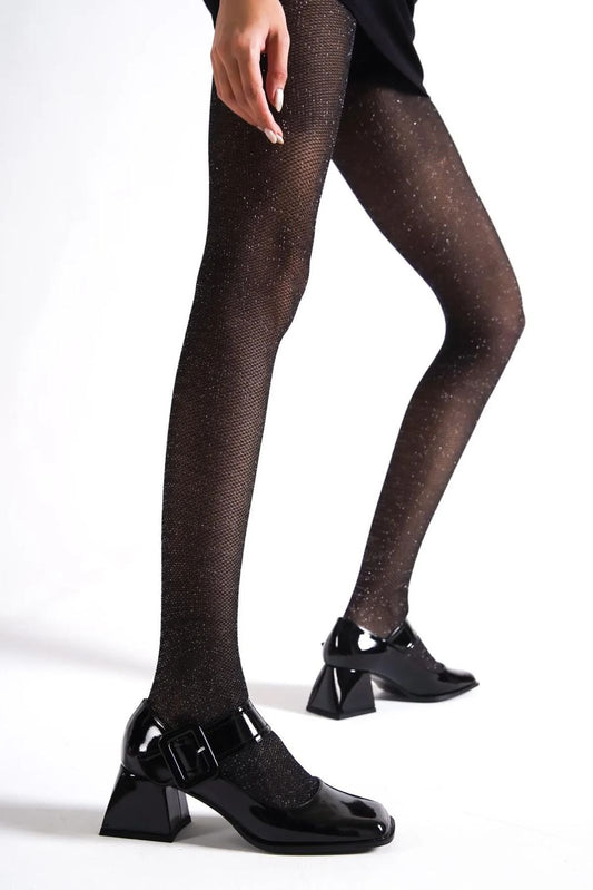 Mira اخر قطعه تصفيات - Turkish Capone Blunt Toe Mary Jane Mid Heel Woman Shoes