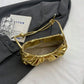 Golden Cloud Crescent Bag – Glossy Pleated PU Shoulder Bag | QMR Fashion