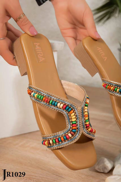 Mira Summer Flat Slippers Qmr Fashion