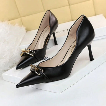 Mony Stiletto Heels – Women’s Dusty Blue Pointed Toe Pumps | QMR Fashion