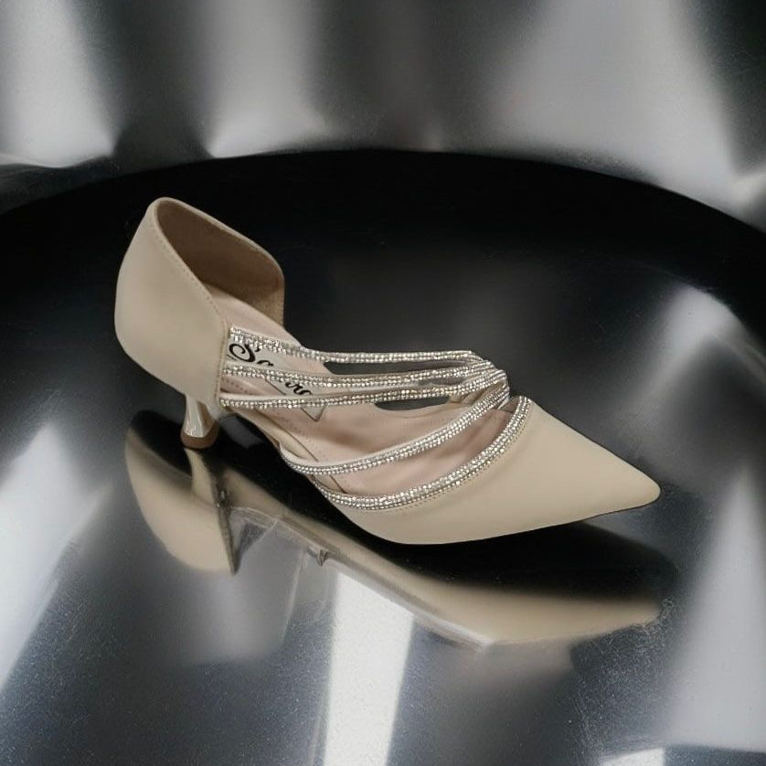 أحذية كوينز هيل النسائية بكعب ساتان - 7 سم، أحذية زفاف وخطوبة | أزياء كيو إم آر