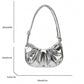 Golden Cloud Crescent Bag – Glossy Pleated PU Shoulder Bag | QMR Fashion