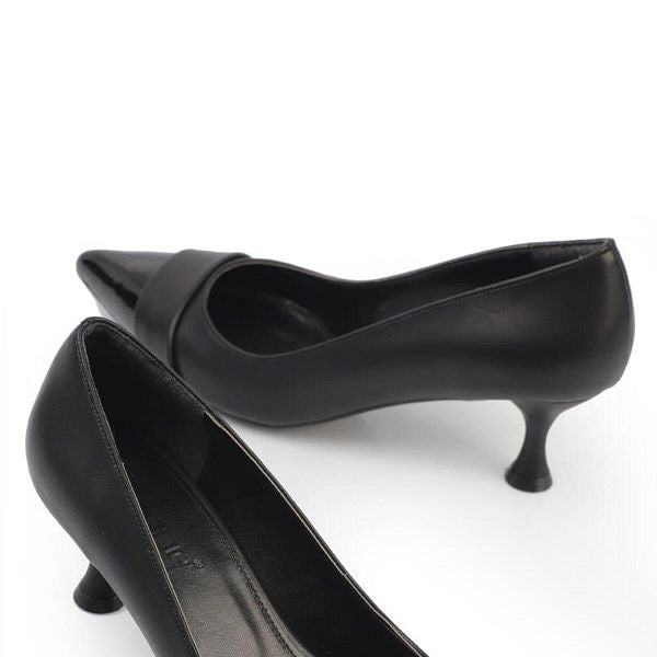 Aurora تصفيات - Turkish Capone Pointed Toe Patent Leather Detailed Mid Heel Women's Shoes