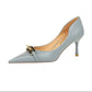 Mony Stiletto Heels – Women’s Dusty Blue Pointed Toe Pumps | QMR Fashion