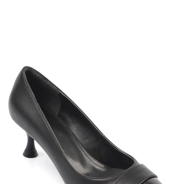 Aurora تصفيات - Turkish Capone Pointed Toe Patent Leather Detailed Mid Heel Women's Shoes