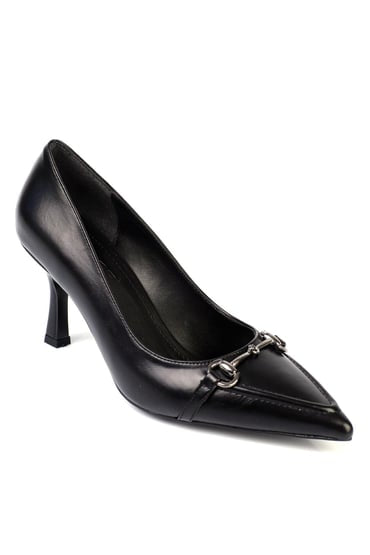 Serenity - Turkish Capone Pointed Toe Patent Leather Detailed Mid Heel Woman Shoes