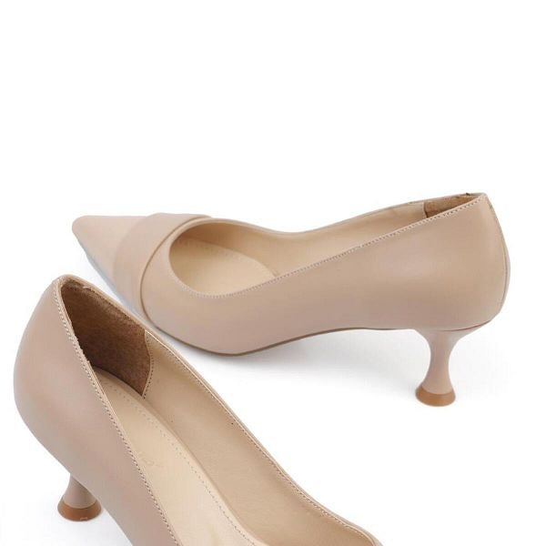 Aurora تصفيات - Turkish Capone Pointed Toe Patent Leather Detailed Mid Heel Women's Shoes