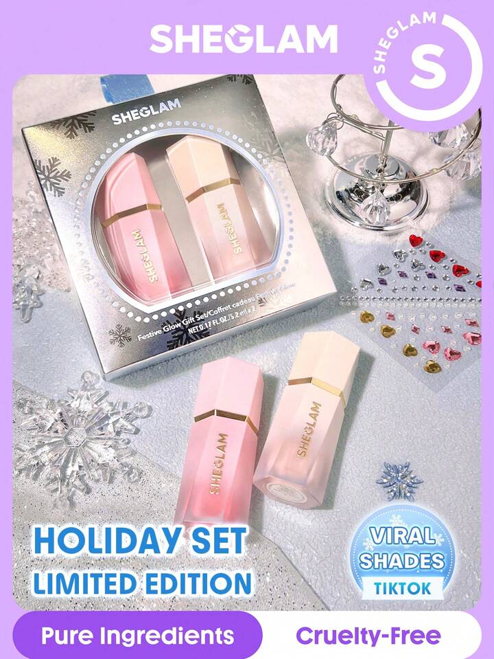 SHEGLAM Festive Glow Gift Set-Love Cake & Vanilla Frost Valentine's Day Decor Love Gift
