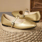 Golden Cinderella Slip-On Shoes – Square Toe Women’s Flats | QMR Fashion