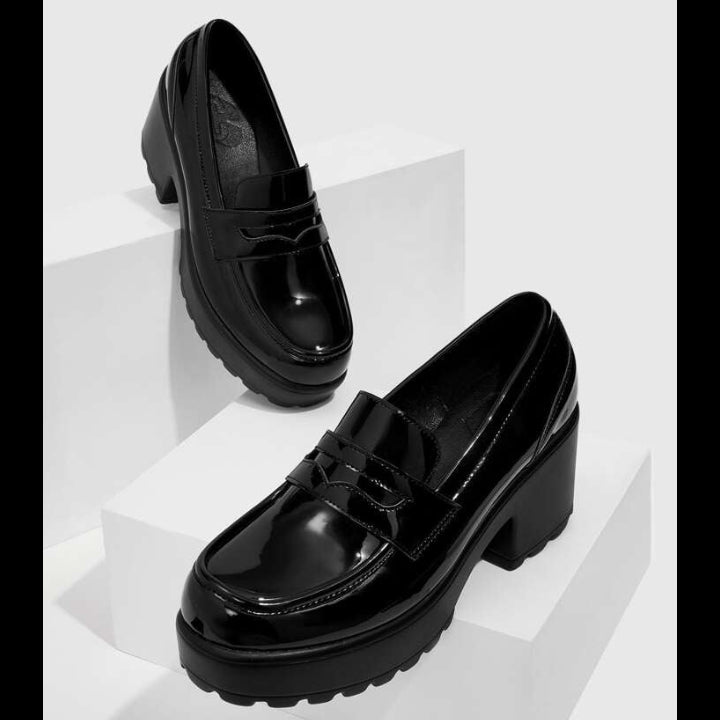 Lady Luxe Platform Heels – Women’s Black Mid Heel Shoes | QMR Fashion