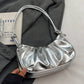 Golden Cloud Crescent Bag – Glossy Pleated PU Shoulder Bag | QMR Fashion