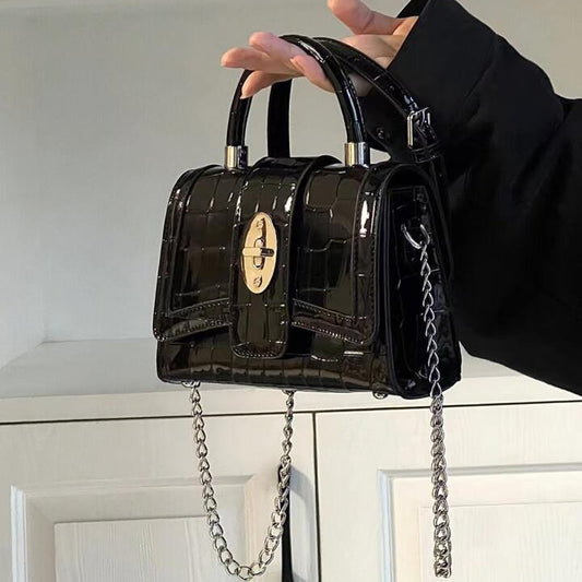 Croc Elegance Hourglass Bag – Crocodile Print Shoulder & Crossbody Handbag | QMR Fashion