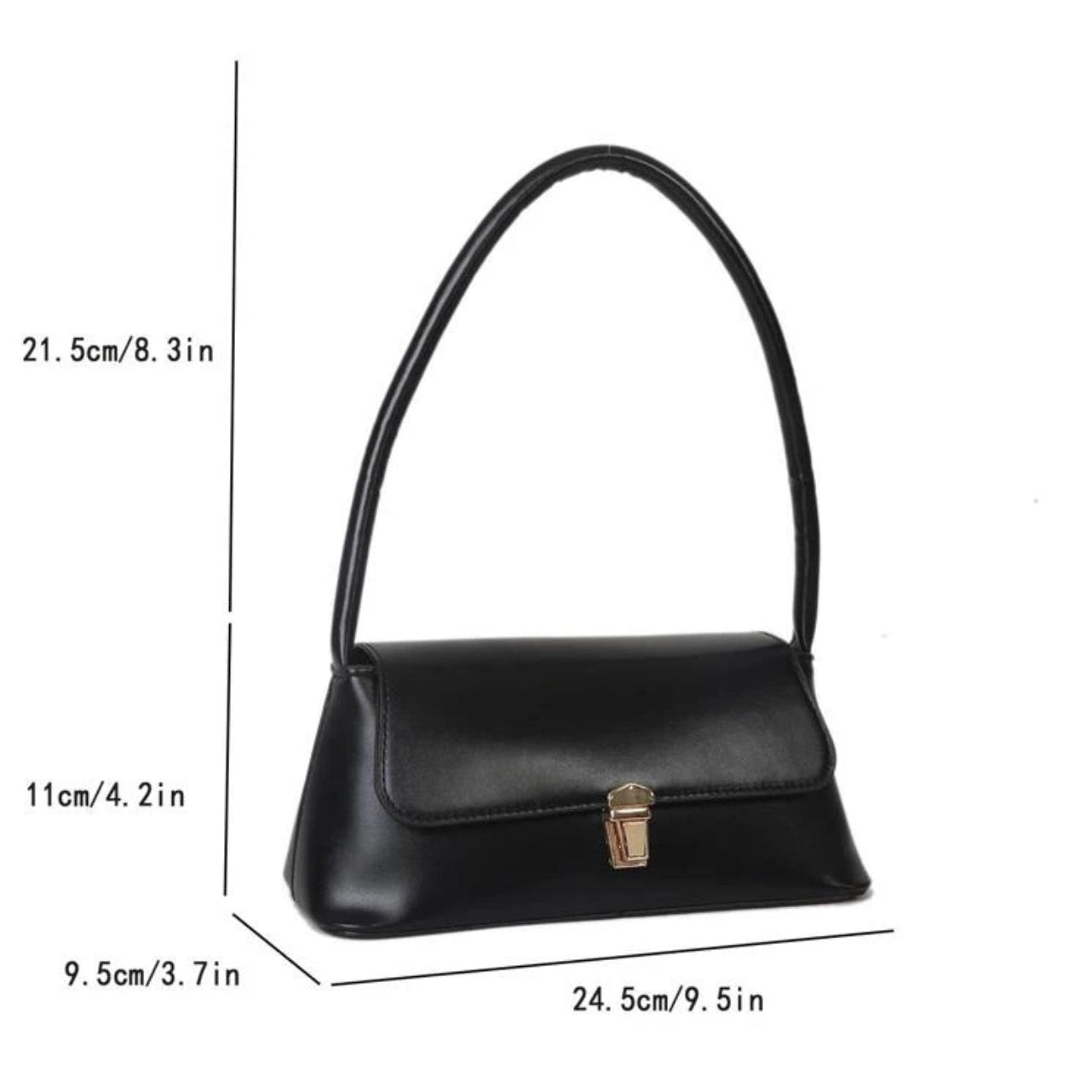 حقيبة مربعة بقفل عتيق - حقيبة كتف جلدية صناعية بتصميم كلاسيكي | أزياء كيو إم آر