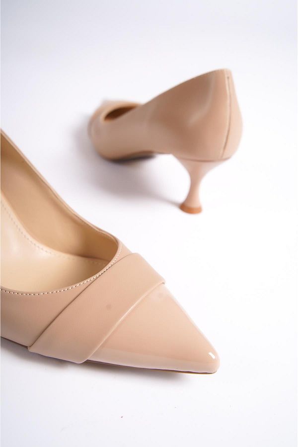 Aurora تصفيات - Turkish Capone Pointed Toe Patent Leather Detailed Mid Heel Women's Shoes