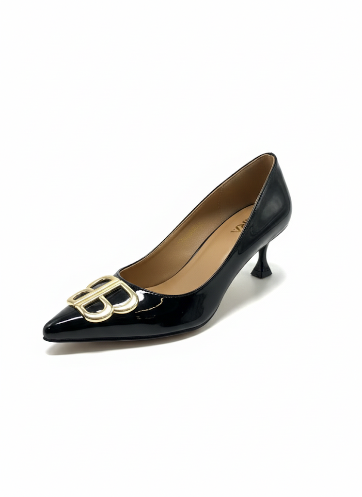 Mira Luna - Mid Heel BB Bouckle Pointed Toe Women Nude Stiletto