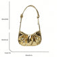 Golden Cloud Crescent Bag – Glossy Pleated PU Shoulder Bag | QMR Fashion