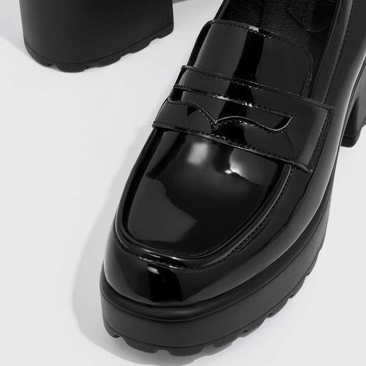 Lady Luxe Platform Heels – Women’s Black Mid Heel Shoes | QMR Fashion