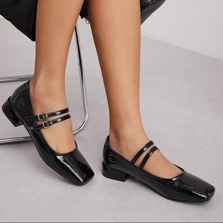 أحذية ماري جين بكعب عالٍ من بيرل ووك - أحذية نسائية بكعب عريض ومقدمة مربعة | أزياء كيو إم آر