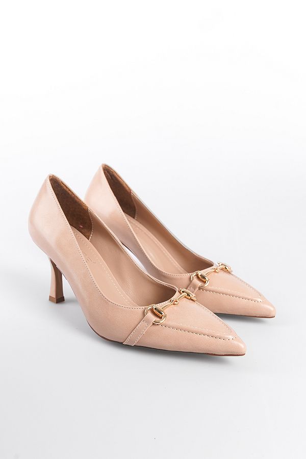 Serenity - Turkish Capone Pointed Toe Patent Leather Detailed Mid Heel Woman Shoes