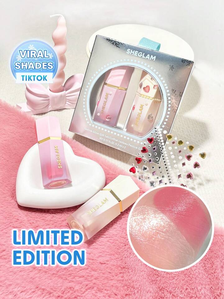SHEGLAM Festive Glow Gift Set-Love Cake & Vanilla Frost Valentine's Day Decor Love Gift