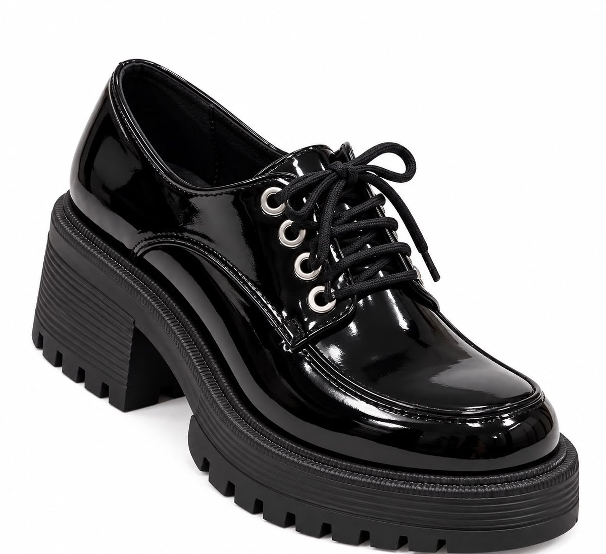 Platform Lace-Up Derby Loafer Heels