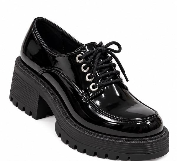 Platform Lace-Up Derby Loafer Heels