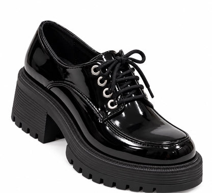 Platform Lace-Up Derby Loafer Heels