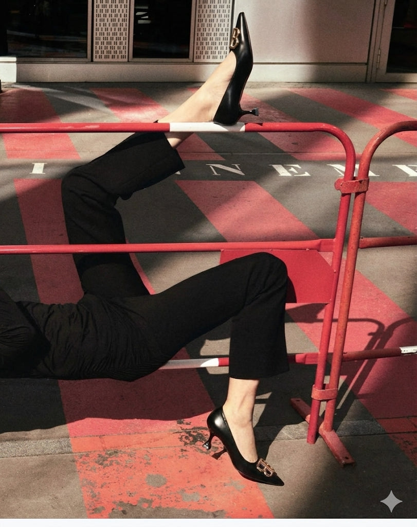 Mira Luna - Mid Heel BB Bouckle Pointed Toe Women Nude Stiletto