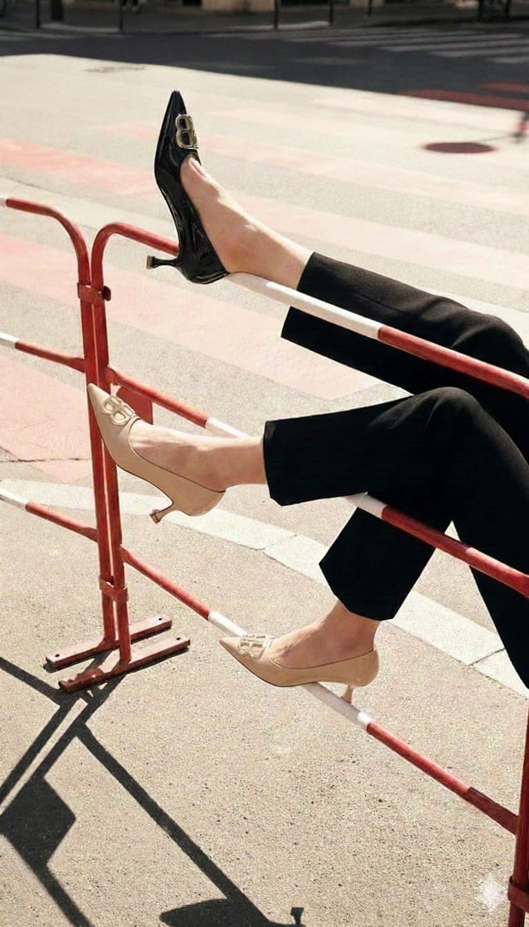 Mira Luna - Mid Heel BB Bouckle Pointed Toe Women Nude Stiletto