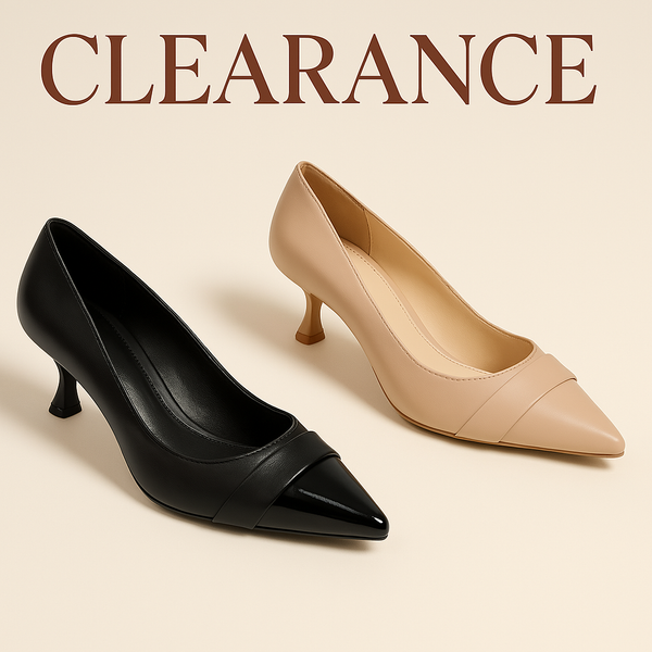 Aurora تصفيات - Turkish Capone Pointed Toe Patent Leather Detailed Mid Heel Women's Shoes
