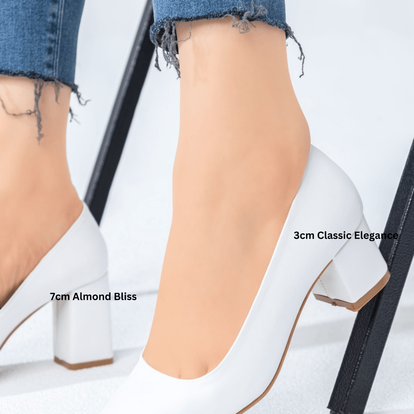 Almond Bliss Block Heels – Women’s 7cm Comfortable Leather Shoes | QMR Fashion - Qmr Fashion