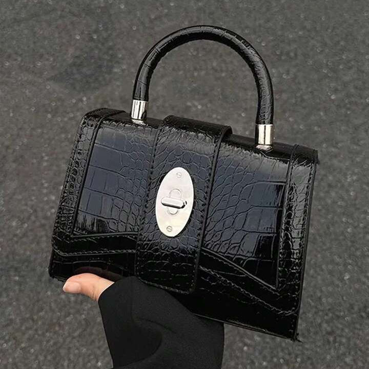 Croc Elegance Hourglass Bag – Crocodile Print Shoulder & Crossbody Handbag | QMR Fashion - Qmr Fashion
