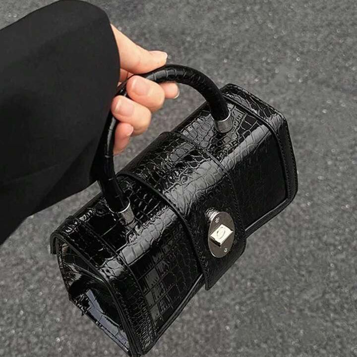 Croc Elegance Hourglass Bag – Crocodile Print Shoulder & Crossbody Handbag | QMR Fashion - Qmr Fashion