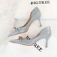 Mony Stiletto Heels – Women’s Dusty Blue Pointed Toe Pumps - Qmr Fashion