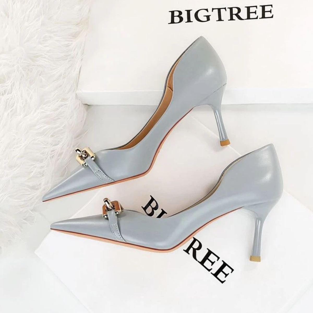 Mony Stiletto Heels – Women’s Dusty Blue Pointed Toe Pumps - Qmr Fashion