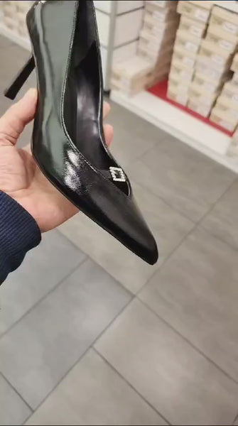 Anatolia - Turkish Capone Pointed Toe Patent Leather Detailed Mid Heel Woman Shoes