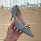Mony Stiletto Heels – Women’s Dusty Blue Pointed Toe Pumps | QMR Fashion