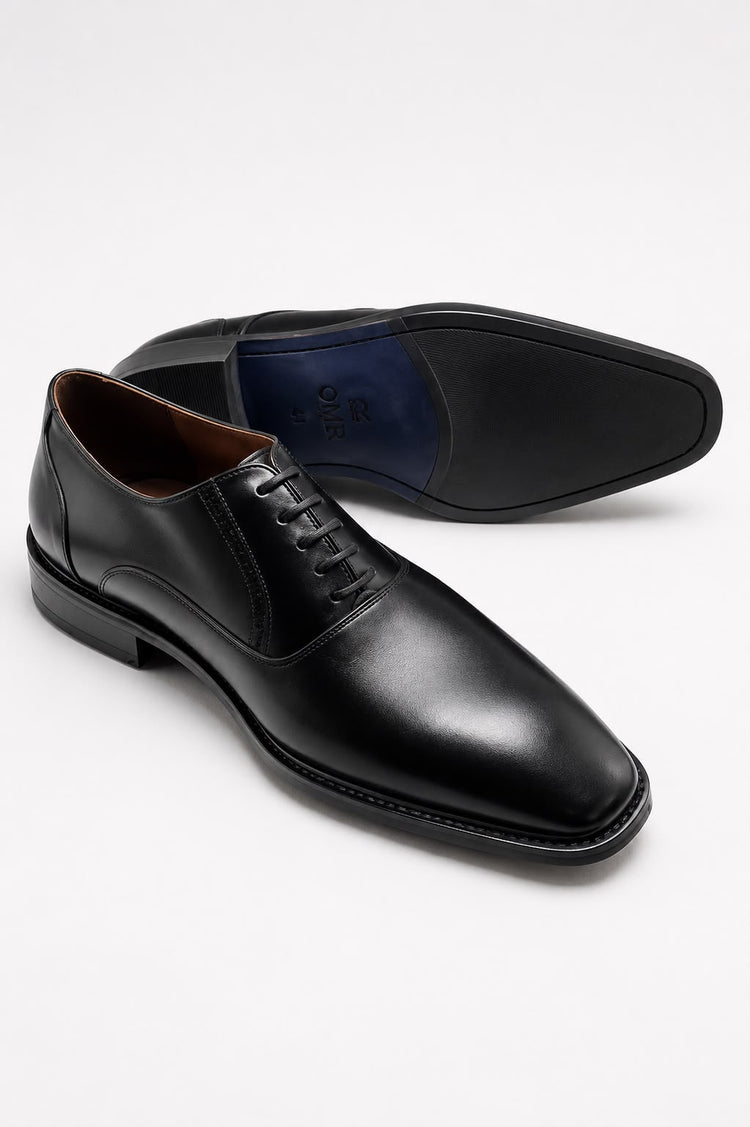 Men's Brown Leather Semi-Brogue Cap Toe Oxford Shoes