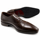 Men's Brown Leather Semi-Brogue Cap Toe Oxford Shoes Qmr Fashion