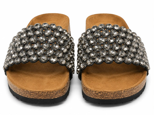 Glam Slides — Women's Embellished Luxury Flat Slide Sandals | QMR Fashion Qmr Fashion