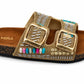 Mira Steps — Women's Double Strap Flat Slipper with Gold Buckle | QMR Fashion Qmr Fashion