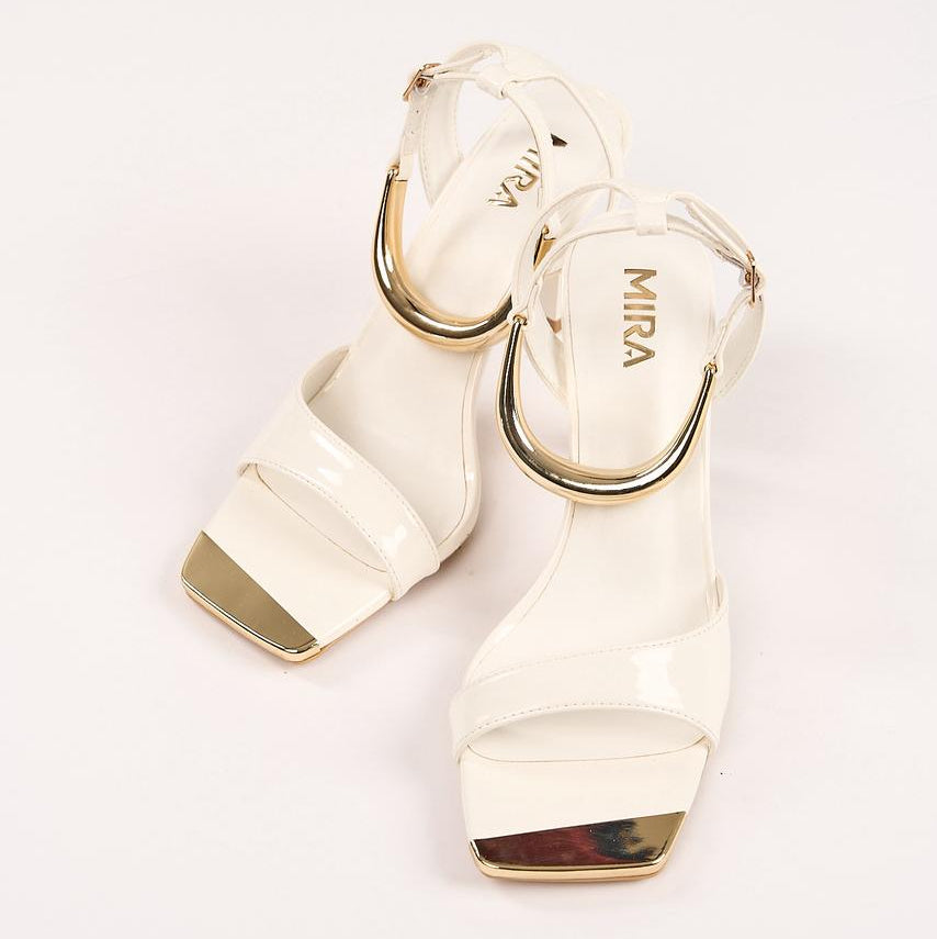 VG002 MIRA High Heel Sandals – Women’s 7cm Heels with Gold Accents | QMR Fashion