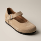 Comfort Mary Jane — Women's Black Suede Flat Shoes | QMR Fashion Qmr Fashion