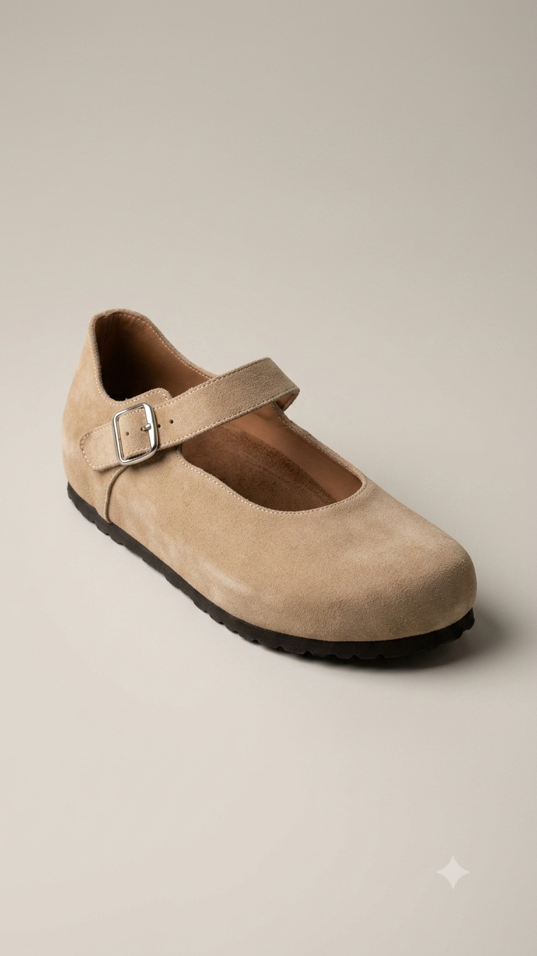 Comfort Mary Jane — Women's Black Suede Flat Shoes | QMR Fashion Qmr Fashion